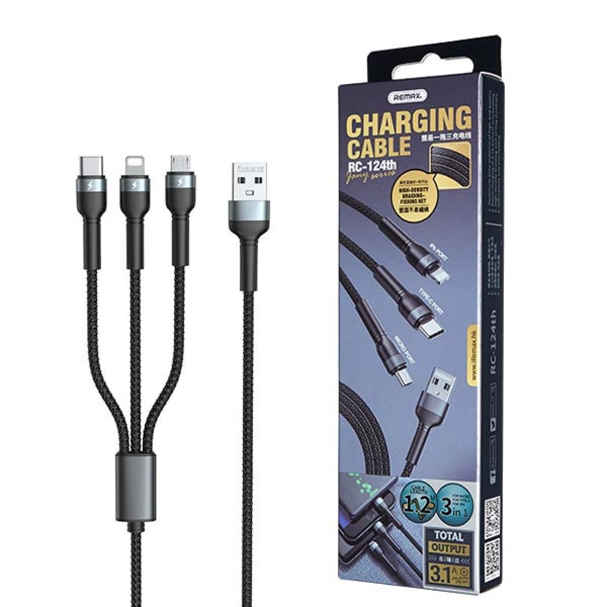 Remax RC-124TH 1.2M 2A 3 IN 1 Charger Cable Remax RC-124TH 1.2M 2A 3 IN 1 Charger Cable